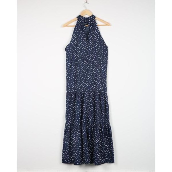 Vintage Polka Dot Halter Maxi Dress