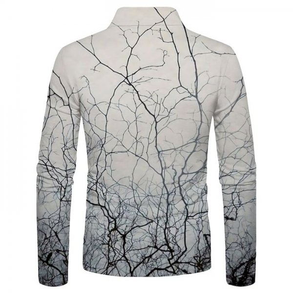 Men's Golf Shirt 3D Print Tree 3D Print Button-Down Long Sleeve Street Tops Sportswear Casual Fashion Comfortable White