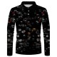 Men's Golf Shirt 3D Print Skull 3D Print Button-Down Long Sleeve Halloween Tops Sportswear Casual Fashion Comfortable Black