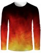 Men's 3D Graphic Flame T-Shirt Long Sleeve Daily Tops Basic Round Neck Yellow