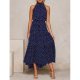 Vintage Polka Dot Halter Maxi Dress